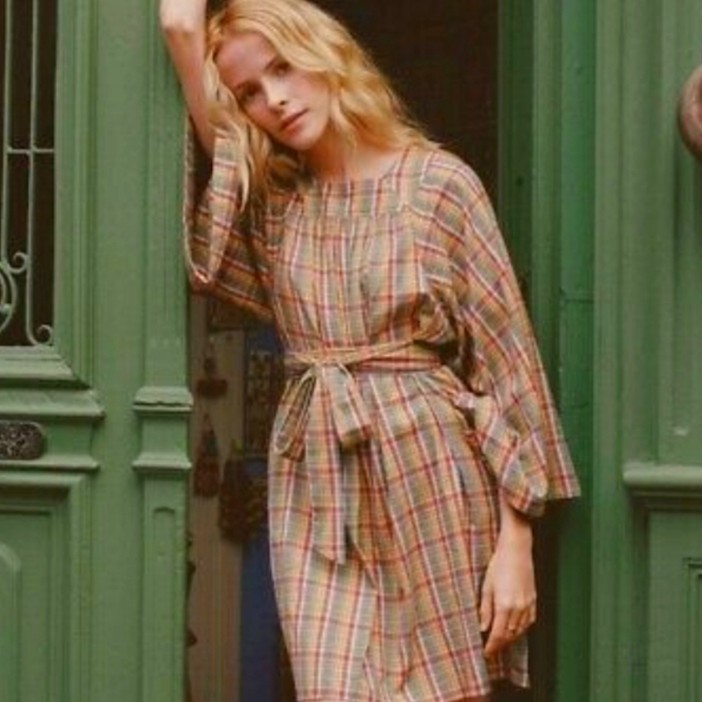 Doen Calder Rainbow Plaid Mini Dress